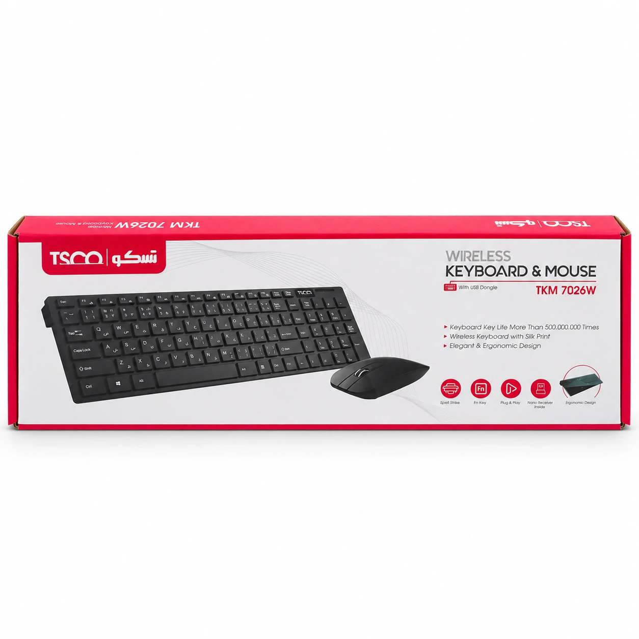 خرید و قیمت کیبورد و ماوس بی سیم تسکو TKM 7026W 5 TKM 7026W wireless keyboard mouse BOX